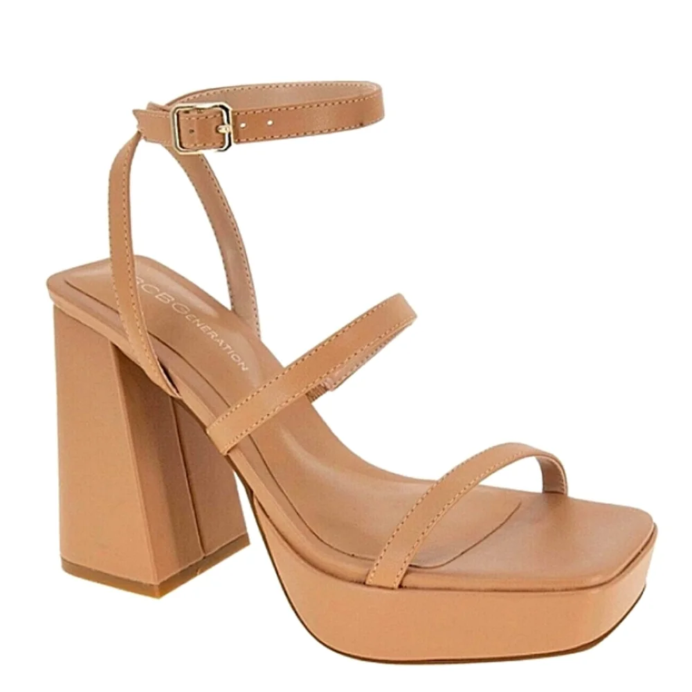 New w/o Box BCBGeneration Galana Vegan Leather Ankle Strappy Platform Sandals